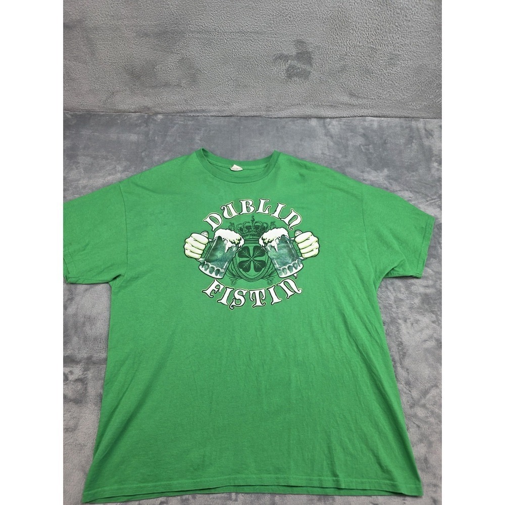 Gildan Dublin Fistin Irish Green T-shirt Mens Sz 2X  Graphic Print Short Sleeve